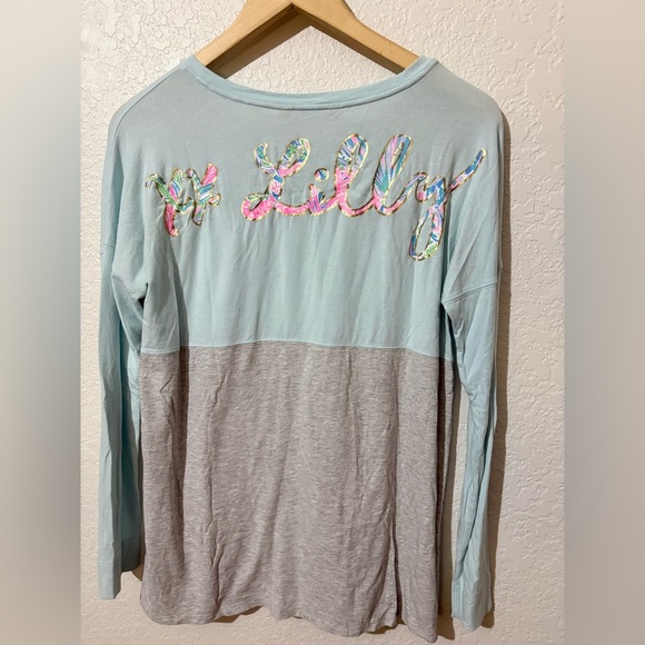 Lilly Pulitzer Finn Pineapple Color Block Long Sleeve T-Shirt Top XS - Picture 2 of 8